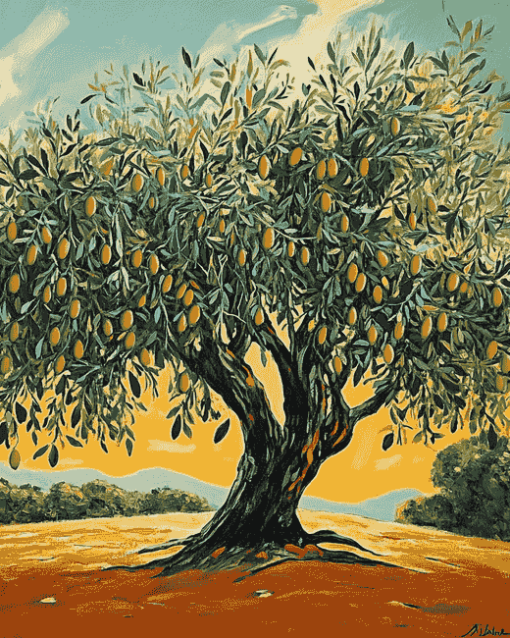 Aesthetic Olive Tree Diamond Painting