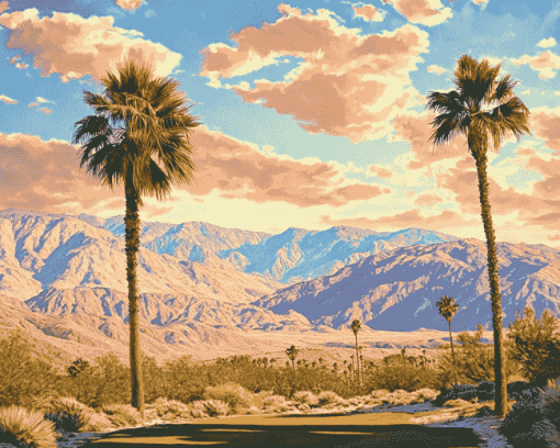 Aesthetic Palm Desert Landscape Diamond Painting