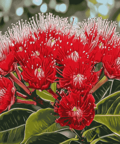 Aesthetic Pohutukawa Blossoms Diamond Painting