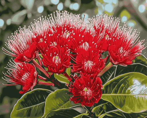 Aesthetic Pohutukawa Blossoms Diamond Painting