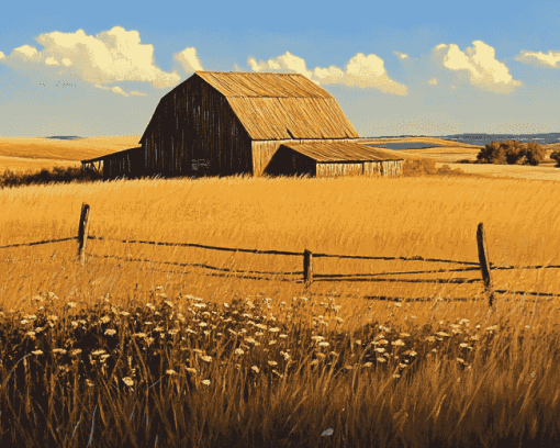 Aesthetic Prairie Barns Diamond Painting