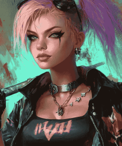 Aesthetic Punk Girl Animation Diamond Painting