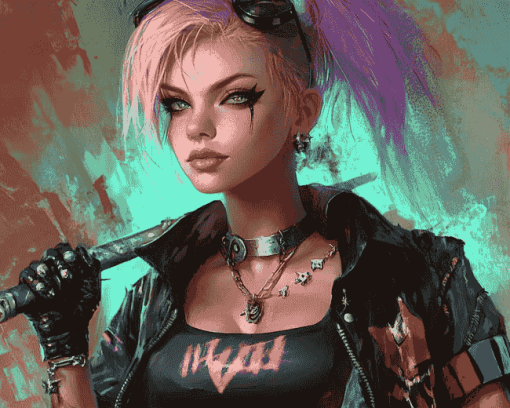 Aesthetic Punk Girl Animation Diamond Painting