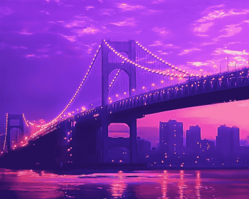 Aesthetic Purple Cityscape Diamond Painting