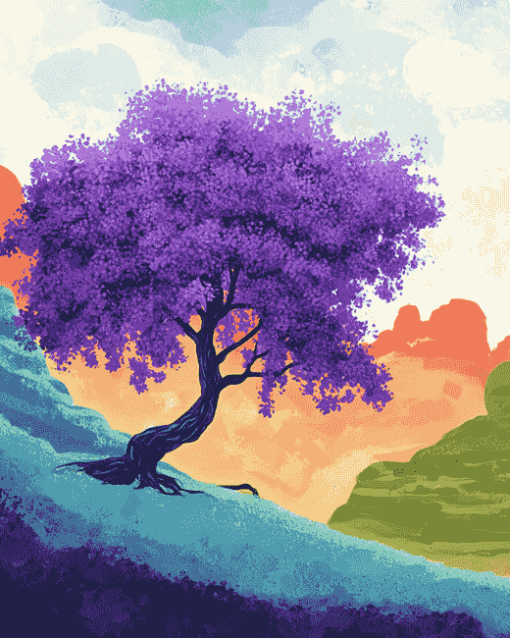 Aesthetic Purple Tree Diamond Painting