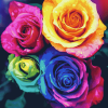 Aesthetic Rainbow Roses Diamond Painting