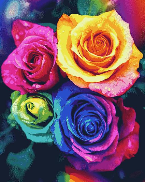 Aesthetic Rainbow Roses Diamond Painting