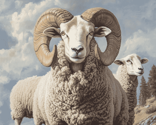 Aesthetic Ram Sheep Diamond Painting