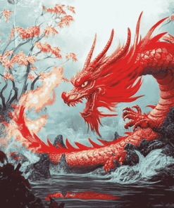 Aesthetic Red Dragon Art Diamond Painting