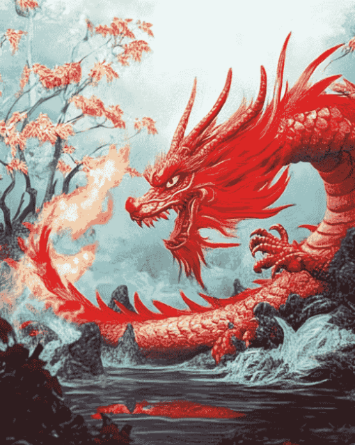 Aesthetic Red Dragon Art Diamond Painting