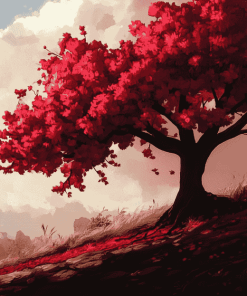 Aesthetic Red Tree Diamond Painting