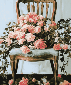 Aesthetic Roses on Chair Diamond Painting