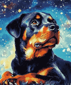 Aesthetic Rottweiler Starry Night Diamond Painting