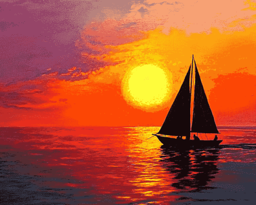 Aesthetic Sailboat Silhouette Diamond Painting