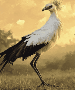 Aesthetic Secretarybird Diamond Painting