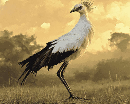 Aesthetic Secretarybird Diamond Painting