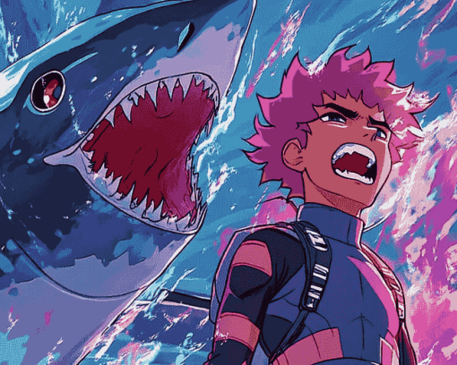 Aesthetic Shark Boy Anime Diamond Painting