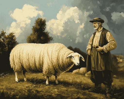 Aesthetic Sheep Portrait Diamond Painting