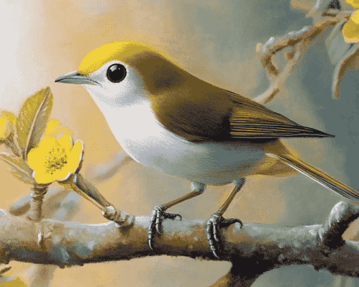 Aesthetic Silvereye Birds Diamond Painting