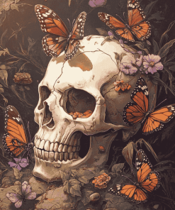 Aesthetic Skull With Butterflies Diamond Painting