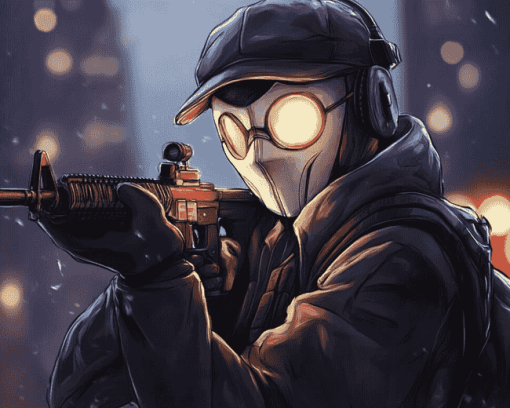 Aesthetic Sniper Mask Animation Diamond Painting