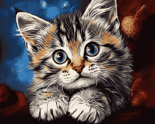 Aesthetic Tabby Kitten Diamond Painting