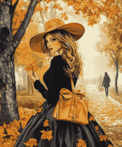 Aesthetic Vintage Autumn Woman Diamond Painting