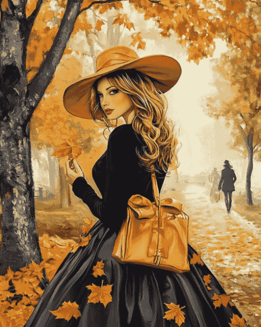 Aesthetic Vintage Autumn Woman Diamond Painting