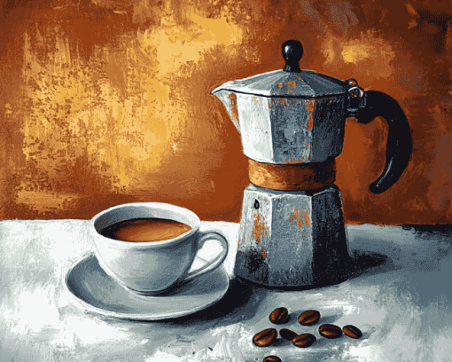 Aesthetic Vintage Coffee Pots Diamond Painting