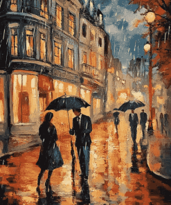 Aesthetic Vintage Walk In The Rain Diamond Painting