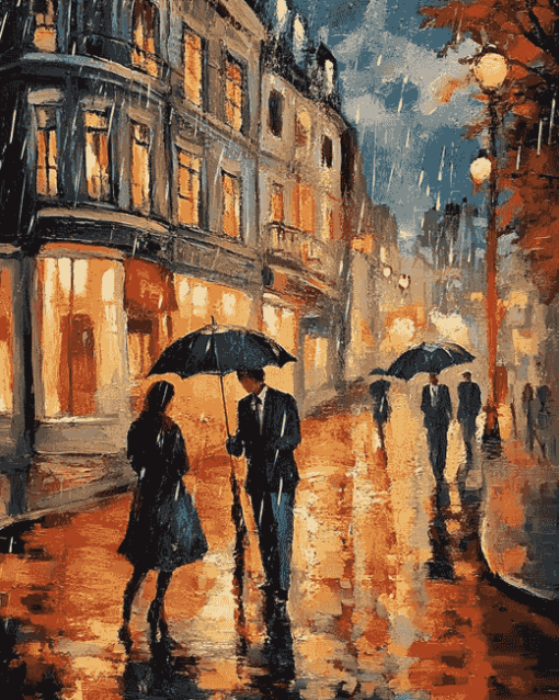 Aesthetic Vintage Walk In The Rain Diamond Painting