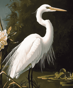 Aesthetic White Heron Diamond Painting