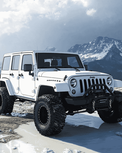 Aesthetic White Jeep Jku Diamond Painting