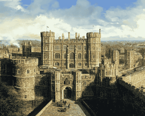 Aesthetic Windsor Castle Painting