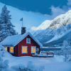 Aesthetic Winter Cabin Norway Diamond Painting