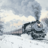 Aesthetic Winter Steam Train Diamond Painting