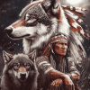 Aesthetic Wolf and Indian Chief Diamond Painting