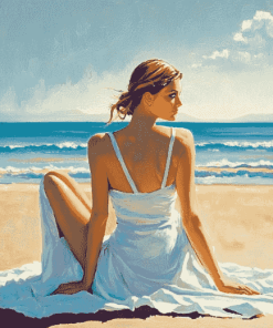 Aesthetic Woman Beach Scene Diamond Painting