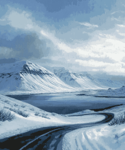 Akureyri Winter Landscape Diamond Painting