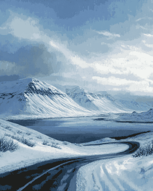 Akureyri Winter Landscape Diamond Painting