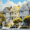 Alamo Square Vintage Homes Diamond Painting