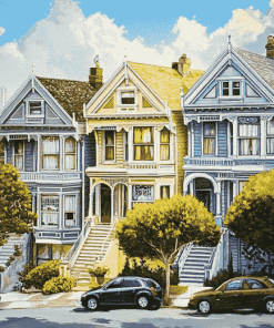 Alamo Square Vintage Homes Diamond Painting