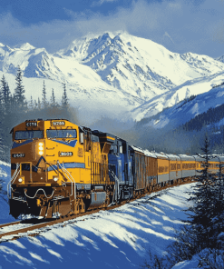 Alaska Winter Railroad Landscapes Diamond Painting