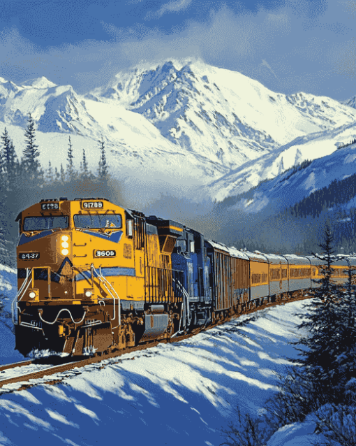 Alaska Winter Railroad Landscapes Diamond Painting