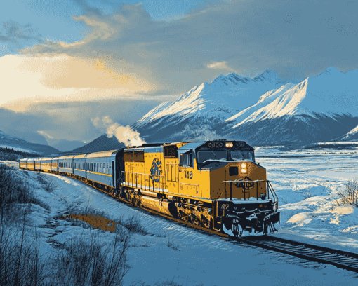 Alaska Winter Train Diamond Painting