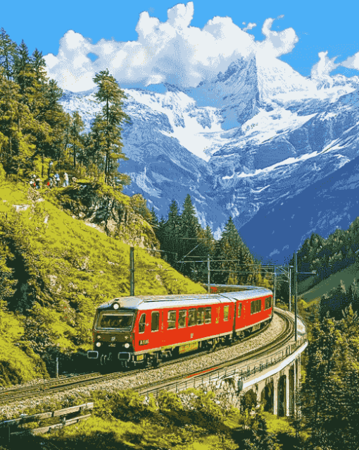 Alps Train Adventure Diamond Painting