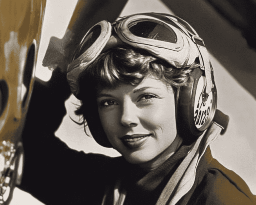 Amelia Earhart Aviator Woman Diamond Painting