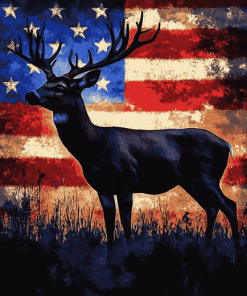 American Flag Deer Silhouette Diamond Painting