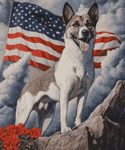 American Flag Norwegian Elkhoun Diamond Painting