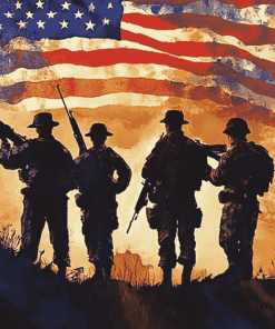 American Soldiers Silhouette Diamond Painting